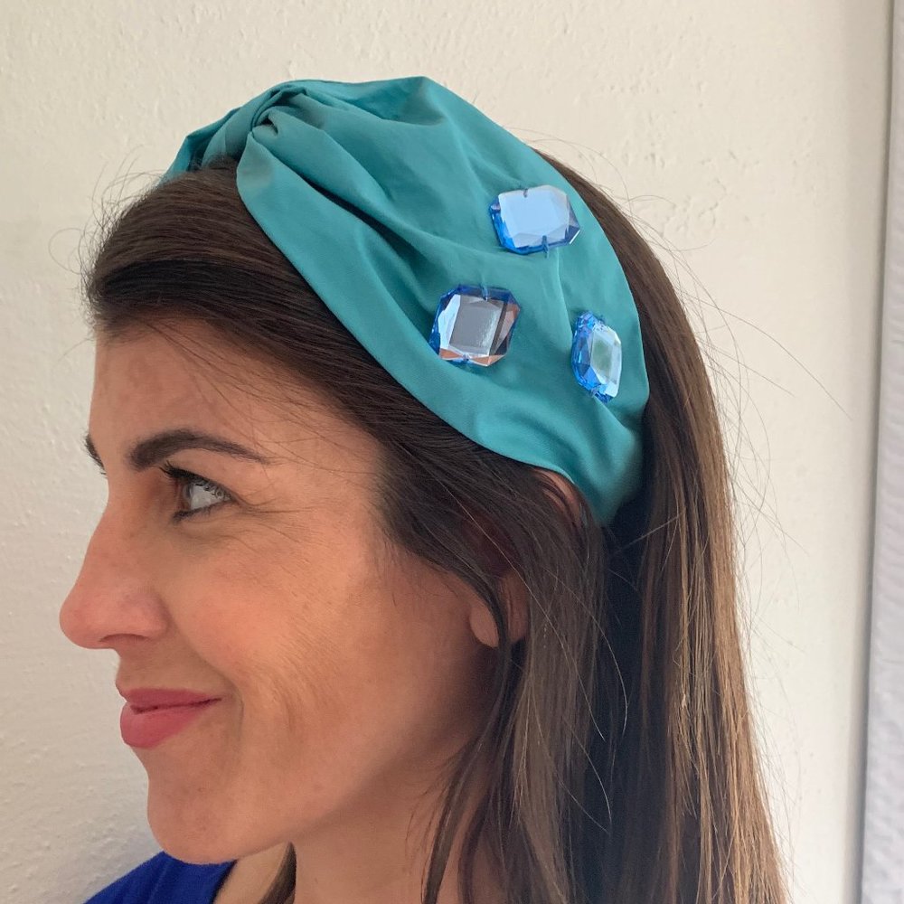 Dixie Turquoise Jeweled Scarf Headband